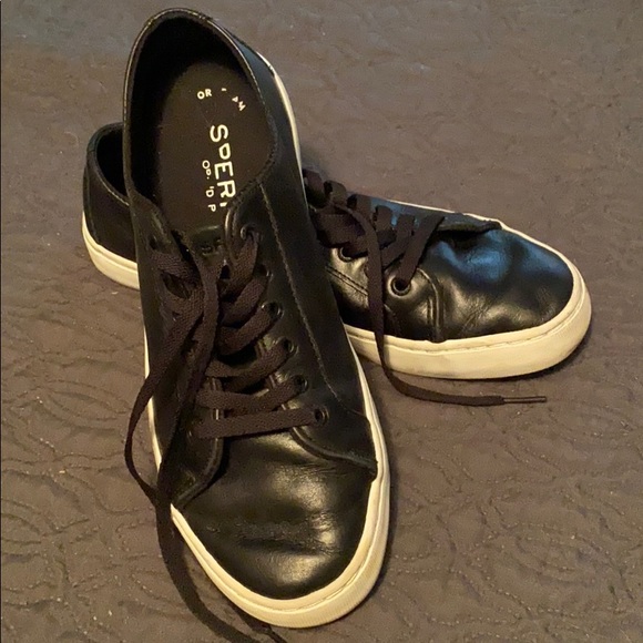 sperry striper lace up leather sneaker